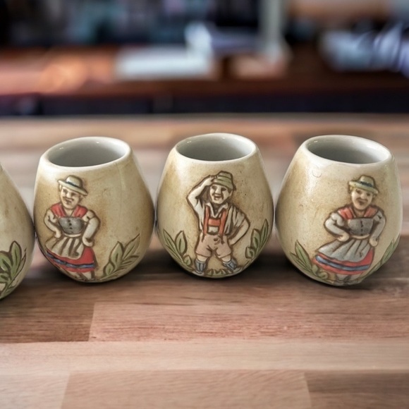 Vintage Ceramarte Brazil German Woman Anheuser-Busch Set of 6 Shot Cups - Picture 2 of 7